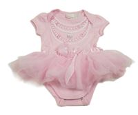 Světlerůžové body s tištěnými korálky a mašlí a tylovou sukní miniwear