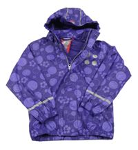 Tmavofialová nepromokavá jarní bunda s lego figurkami a odepínací kapucí Tchibo