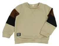 Béžovo-tmavohnědo-černá teplá mikina s nášivkou SHEIN