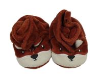 Rezavo-bílé plyšové bačkory s čumáčkem vel. 15