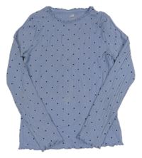 Modrofialové puntíkaté žebrované triko s krajkou F&F