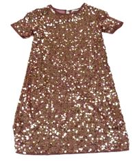 Starorůžové třpytivé flitrové slavnostní šaty PRIMARK