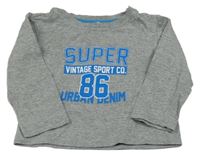 Šedé melírované triko s číslem a nápisy impidimpi