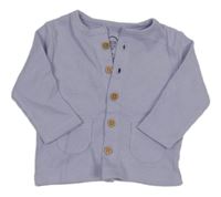 Levandulová žebrovaná propínací mikina