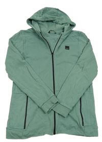 Olivová propínací mikina s nášivkou a kapucí George