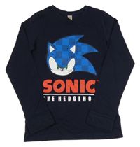 Tmavomodré pyžamové triko se Sonicem 