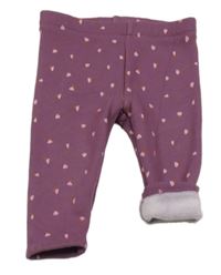 Tmavofialové teplákové zateplené legíny s kytičkami Next