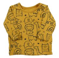 Okrové triko se zvířátky a duhami George