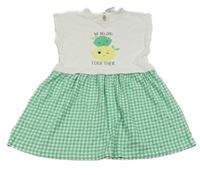 Bílo-zelené kostkované šaty s citronem a limetkou so cute