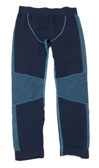 Tmavomodro-modré thermo spodní kalhoty s pruhy a vzorem lupilu