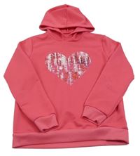 Tmavorůžová mikina se srdíčkem a kapucí 