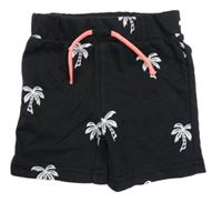 Černé teplákové kraťasy s palmami PRIMARK
