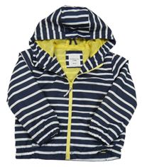 Tmavomodro-bílá pruhovaná šusťáková jarní bunda s kapucí sinsay