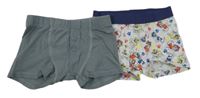 2x - Boxerky - Šedé ZARA, světlešedo/tmavomodré melírované s PAW PATROL nickelodeon