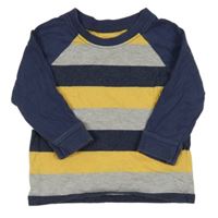 Šedo-tmavomodro-žluté pruhované melírované triko George