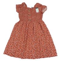 Nové - rezavé šaty s kytičkami a knoflíky PRIMARK
