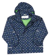 Tmavomodrá puntíkatá šusťáková nepromokavá podzimní bunda s ukrývací kapucí alive