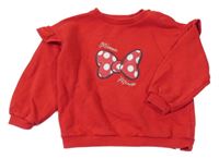 Červená oversize mikina s mašlí - Minnie a volánky Disney