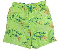 Neonově zelené skvrnité plážové kraťasy Matalan
