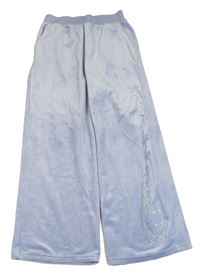 Světlemodré plyšové wide leg tepláky s nápisem z kamínků - Stitch zn. George