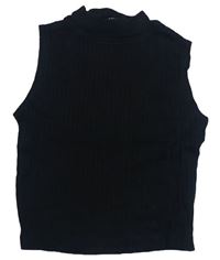 Černý žebrovaný crop top New Look
