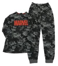 Tmavošedo-černé army plyšové pyžamo s logy Avengers Primark