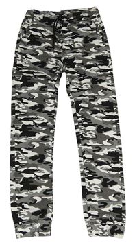 Šedo-bílo-černé army plátěné cuff chino kalhoty Stop+Go