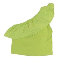 Limetkový žebrovaný crop top s volánem Matalan