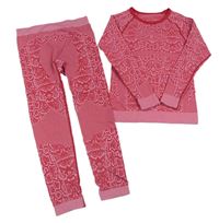 2set - Růžovo-červené vzorované spodní funkční triko + legíny Crivit
