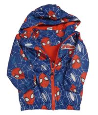 Tmavomodrá šusťáková lehce zateplená bunda se Spidermanem a kapucí George