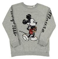 Šedá melírovaná mikina s Mickeym z překlápěcích flitrů H&M