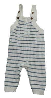 Bílo-modré pruhované pletené laclové tepláky F&F