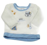 Bílá chlupatá mikina s medvědem a stromky Ergee