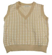 Béžovo-bílá vzorovaná svetrová crop vesta Shein