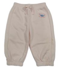 Světlerůžové tepláky se Stitchem a žebrovaným pruhem Primark