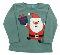 Zelená fleecová mikina se Santou