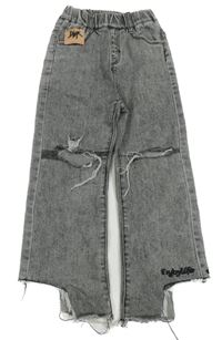 Šedé wide leg rifle s prošoupáním