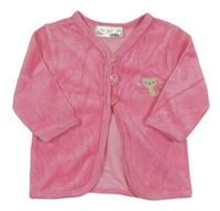 Růžová sametová propínací lehká mikina s kočkou Ergee