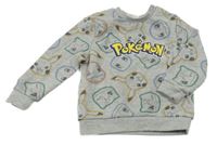 Šedá melírovaná mikina s Pokémony Primark