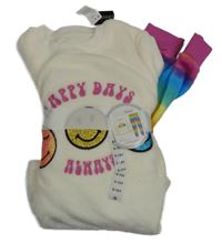 Nové - Smetanovo-barevné chlupaté pyžamo se smajlíky Dunnes