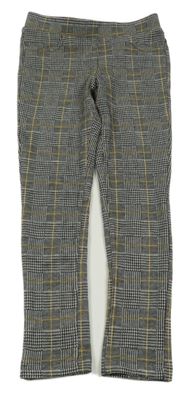 Šedo-černo-okrové kostkované tregíny C&A