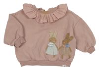 Starorůžová oversize mikina s králíky a límečkem Next