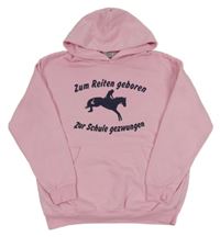 Růžová mikina s dívkou na koni a kapucí Fruit of the Loom