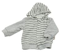 Bílo-šedá pruhovaná lehká mikina s kapucí