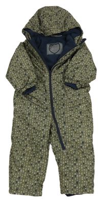 Khaki vzorovaná šusťáková zimní kombinéza s kapucí Lupilu