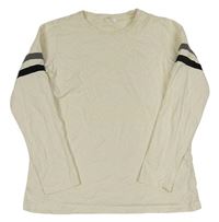 Světlebéžové triko s pruhy na rukávech M&S