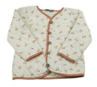 Smetanová prošívaná květovaná zateplená propínací mikina Primark