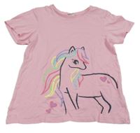 Růžové tričko s koněm Kids