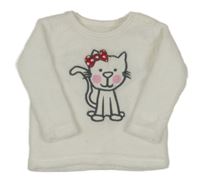 Bílá chlupatá mikina s kočkou