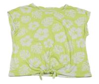 Limetkové květované crop tričko s listy C&A